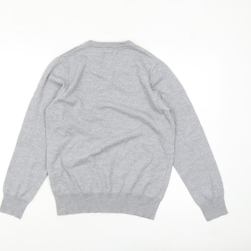 River Island Men’s Grey Merino Wool Blend V-Neck Jumper M