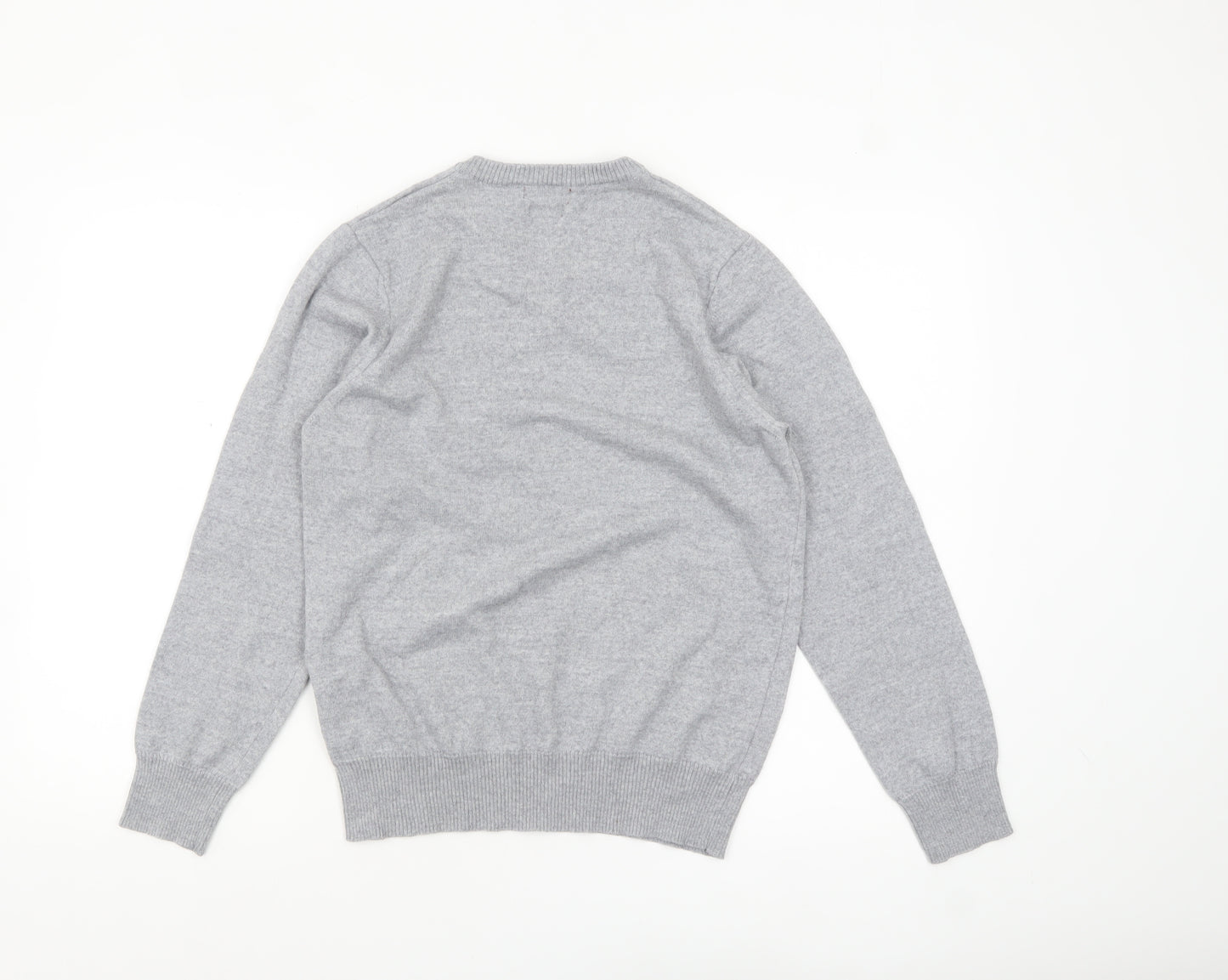 River Island Men’s Grey Merino Wool Blend V-Neck Jumper M