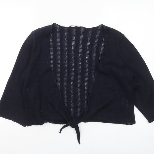 Marks and Spencer Per Una Women's Black Open Knit Tie Cardigan Size 18