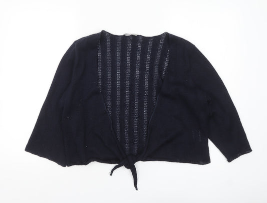 Marks and Spencer Per Una Women's Black Open Knit Tie Cardigan Size 18