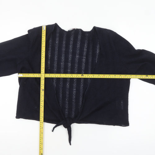 Marks and Spencer Per Una Women's Black Open Knit Tie Cardigan Size 18