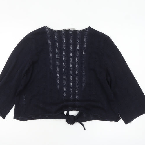 Marks and Spencer Per Una Women's Black Open Knit Tie Cardigan Size 18