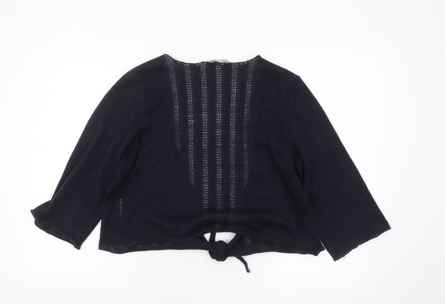 Marks and Spencer Per Una Women's Black Open Knit Tie Cardigan Size 18