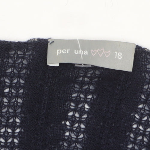 Marks and Spencer Per Una Women's Black Open Knit Tie Cardigan Size 18