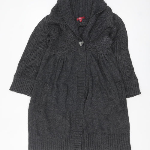 Monsoon Women's Grey Cable Knit Long Cardigan M