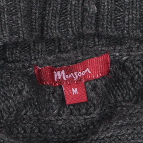 Monsoon Women's Grey Cable Knit Long Cardigan M