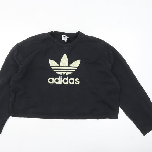 Adidas Womens Black Size 16 Crew Neck Logo Pullover Sweatshirt