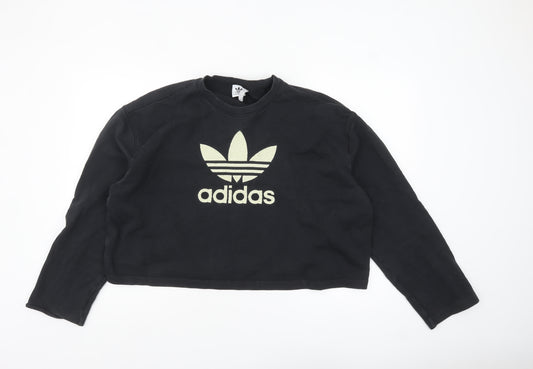 Adidas Womens Black Size 16 Crew Neck Logo Pullover Sweatshirt