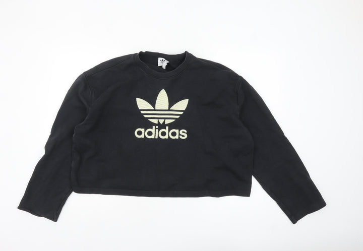 Adidas Womens Black Size 16 Crew Neck Logo Pullover Sweatshirt