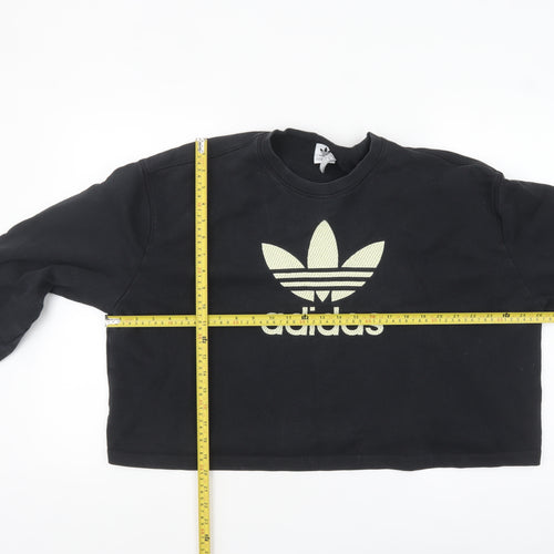 Adidas Womens Black Size 16 Crew Neck Logo Pullover Sweatshirt