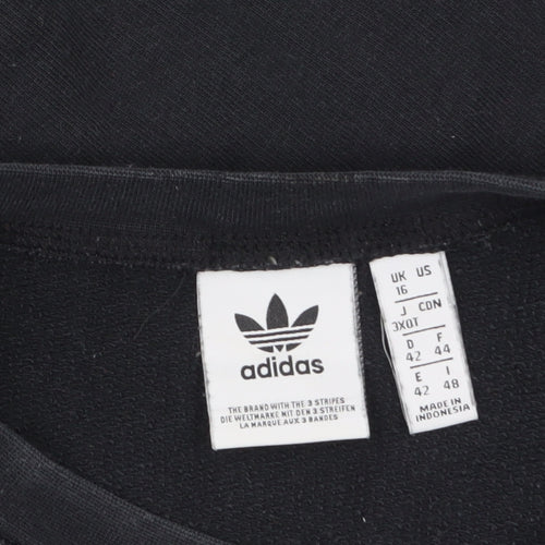 Adidas Womens Black Size 16 Crew Neck Logo Pullover Sweatshirt
