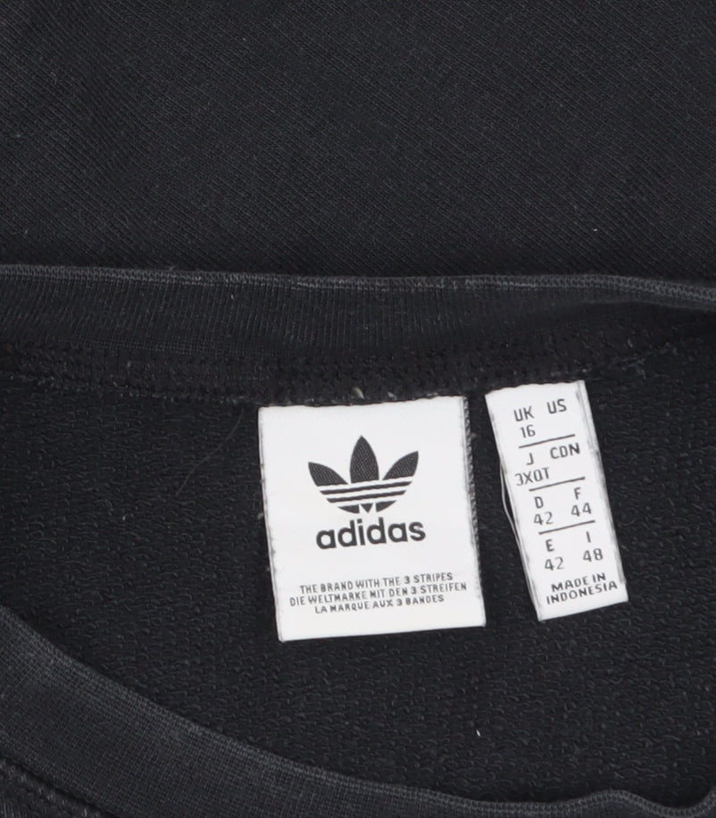 Adidas Womens Black Size 16 Crew Neck Logo Pullover Sweatshirt