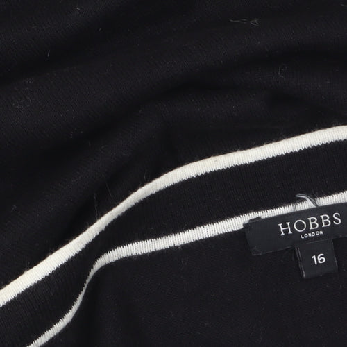 Hobbs Women Black Size 16 Cotton Viscose Bow Trim Pullover Jumper