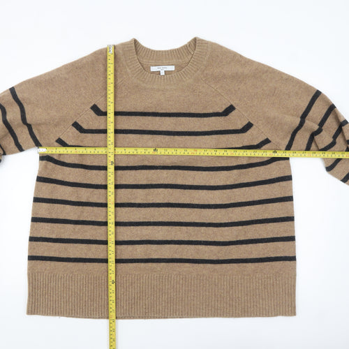 Next Women's Beige Striped 100% Wool Crew Neck Jumper XL