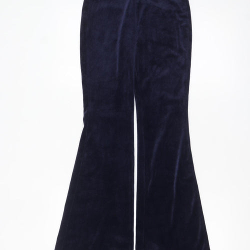 H&M Divided Womens Navy Blue Flared Corduroy Trousers XS