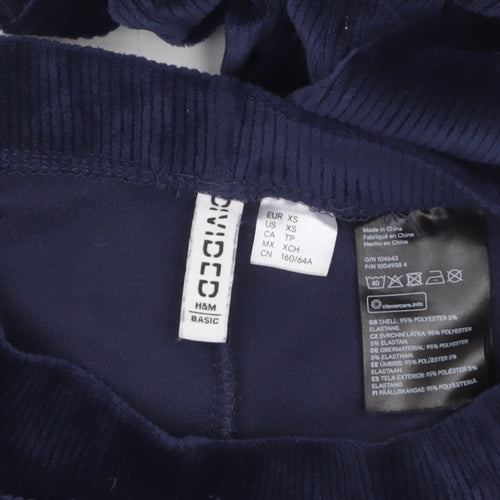H&M Divided Womens Navy Blue Flared Corduroy Trousers XS