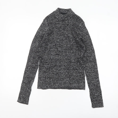 Monki Women's Grey Roll Neck Slim Knit Jumper Size S