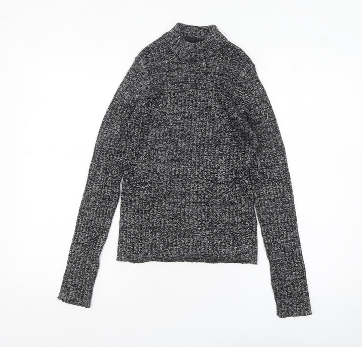 Monki Women's Grey Roll Neck Slim Knit Jumper Size S