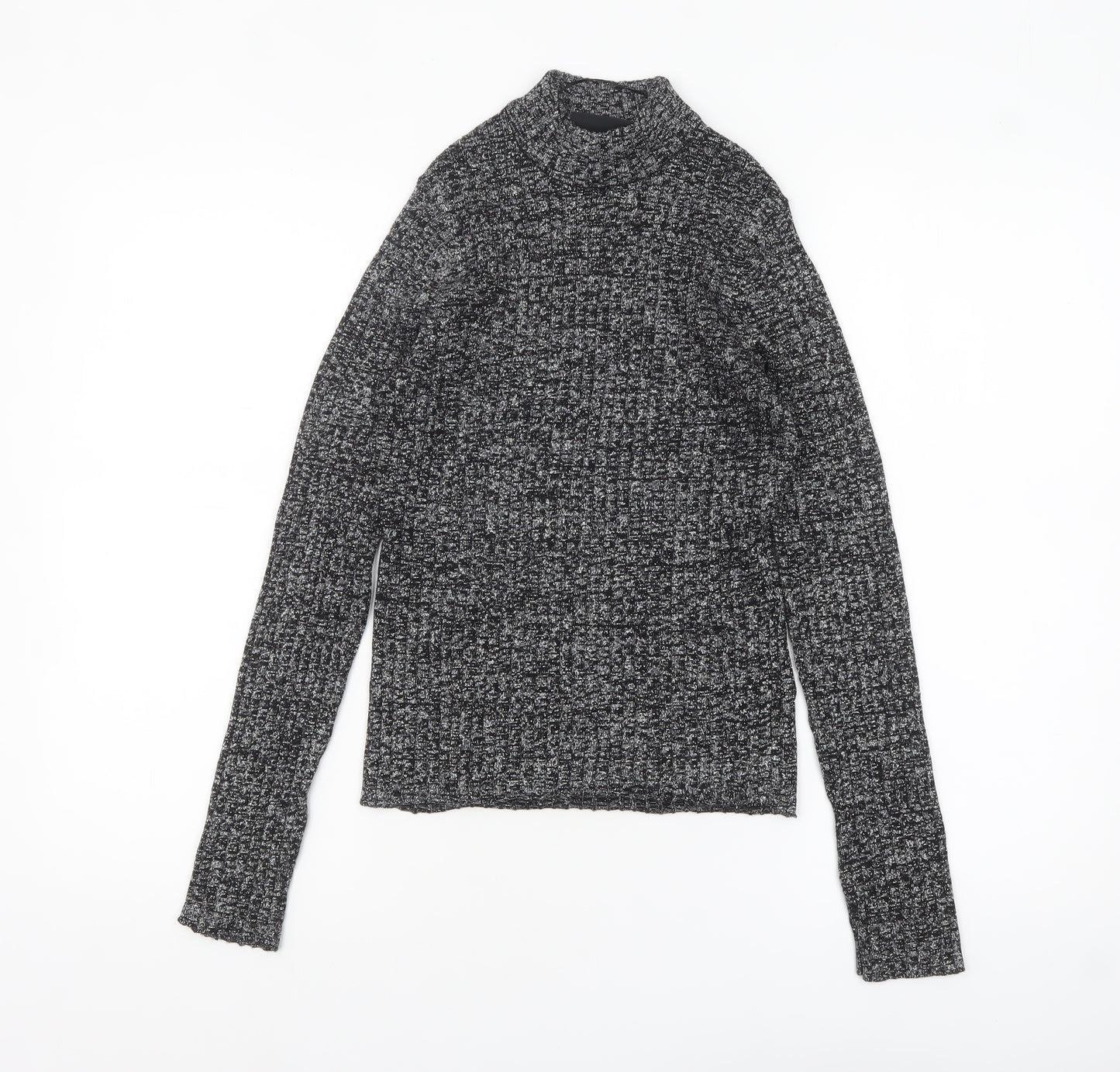 Monki Women's Grey Roll Neck Slim Knit Jumper Size S