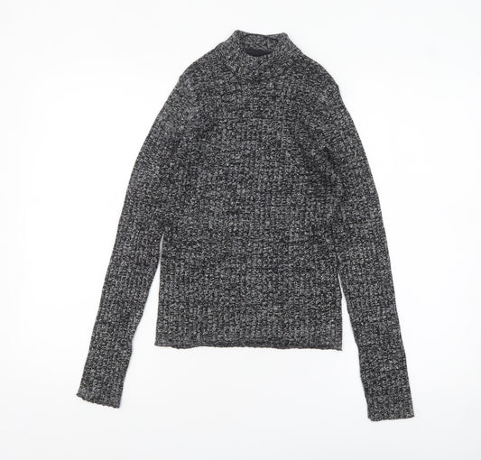 Monki Women's Grey Roll Neck Slim Knit Jumper Size S