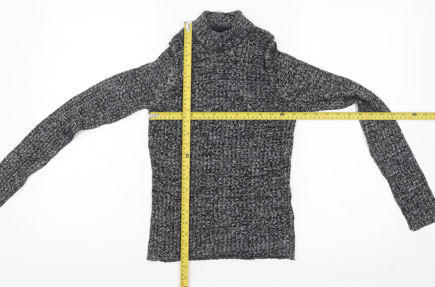 Monki Women's Grey Roll Neck Slim Knit Jumper Size S