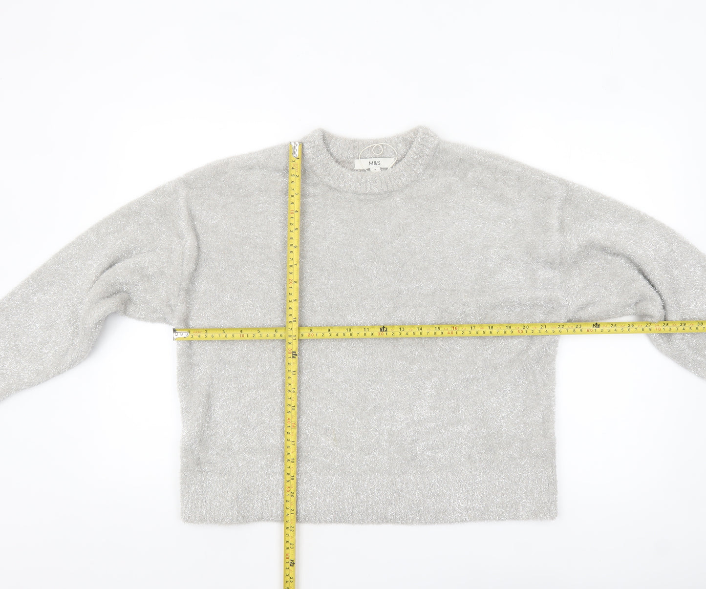 Marks and Spencer Womens Grey Glitter Knit Pullover Jumper M