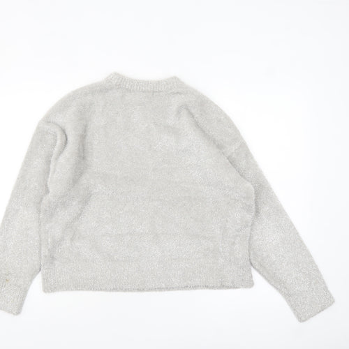 Marks and Spencer Womens Grey Glitter Knit Pullover Jumper M