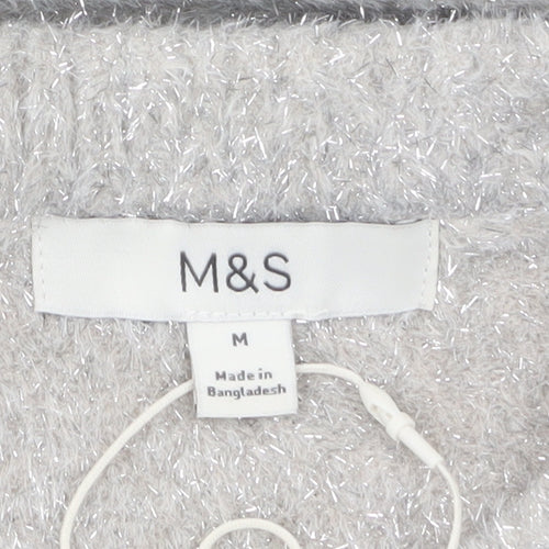 Marks and Spencer Womens Grey Glitter Knit Pullover Jumper M