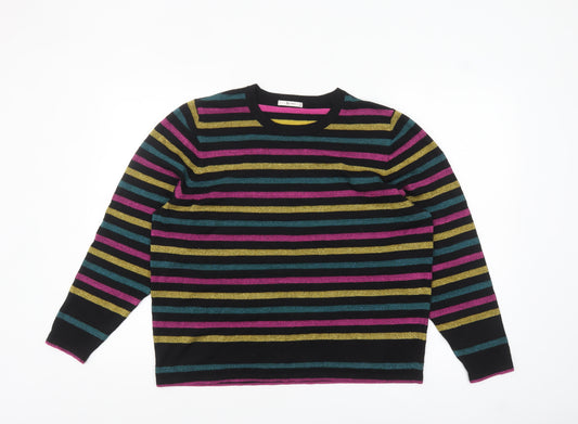 Tu Women’s Multicoloured Striped Crew Neck Pullover Jumper Size 20
