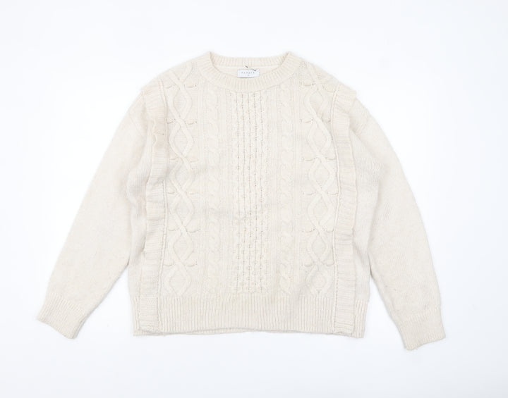 Papaya Women Ivory Cable-Knit Crew Neck Jumper Size M