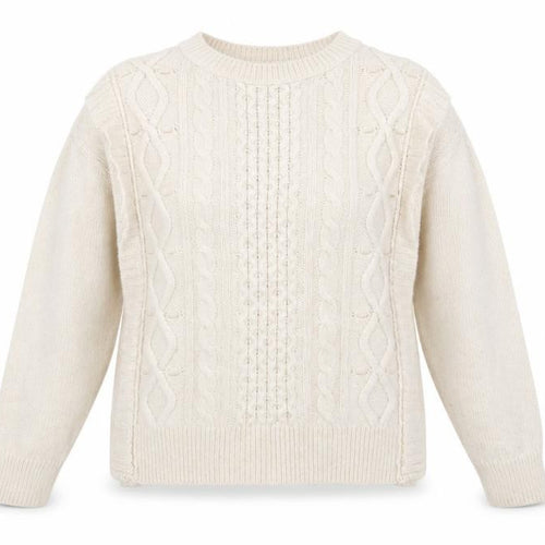 Papaya Women Ivory Cable-Knit Crew Neck Jumper Size M