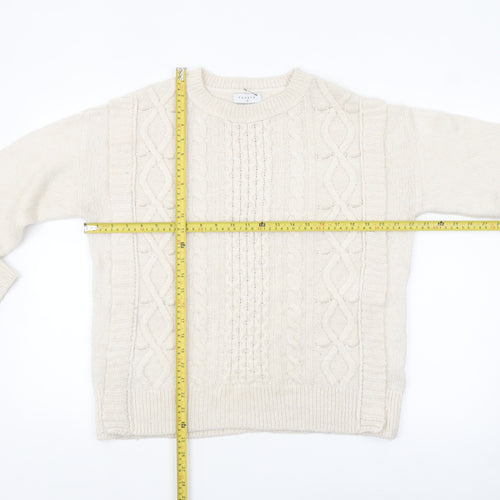 Papaya Women Ivory Cable-Knit Crew Neck Jumper Size M