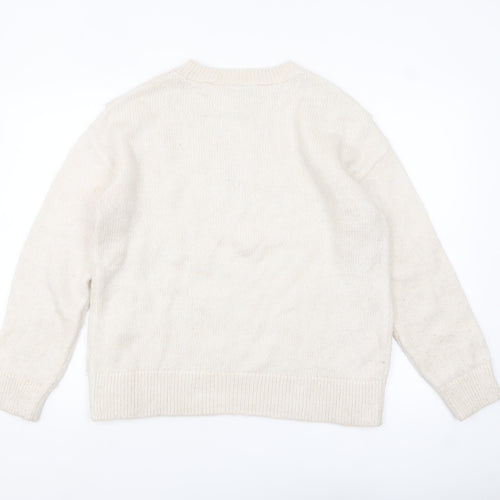 Papaya Women Ivory Cable-Knit Crew Neck Jumper Size M