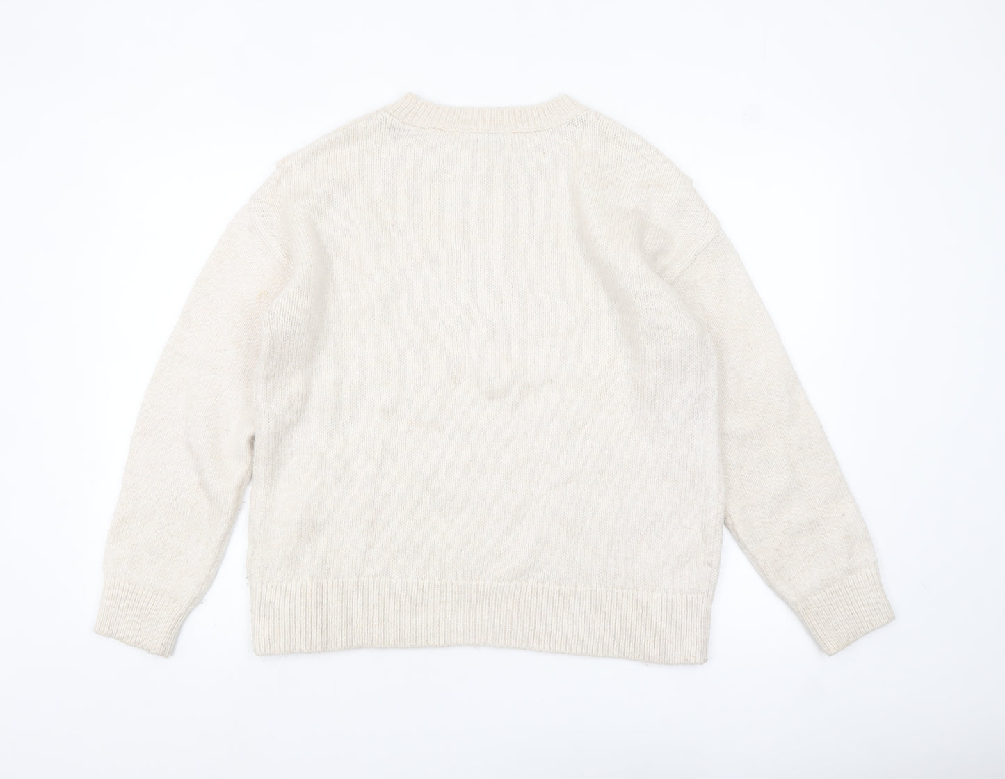 Papaya Women Ivory Cable-Knit Crew Neck Jumper Size M