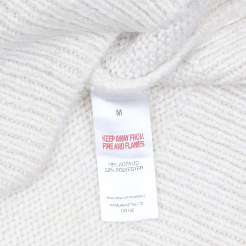 Papaya Women Ivory Cable-Knit Crew Neck Jumper Size M