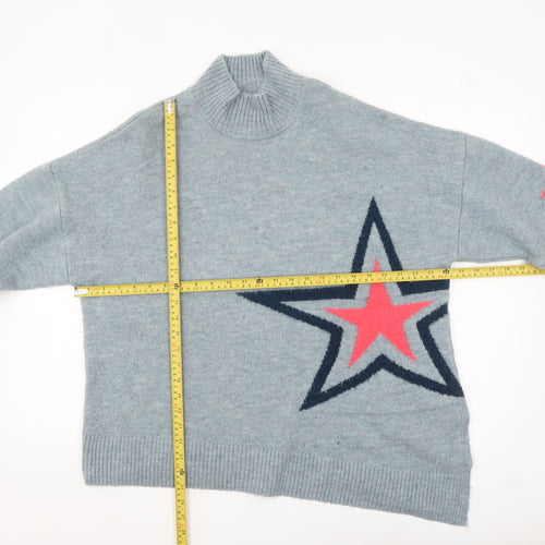 Khost Clothing Women’s Blue Star Roll Neck Relaxed Jumper Size L