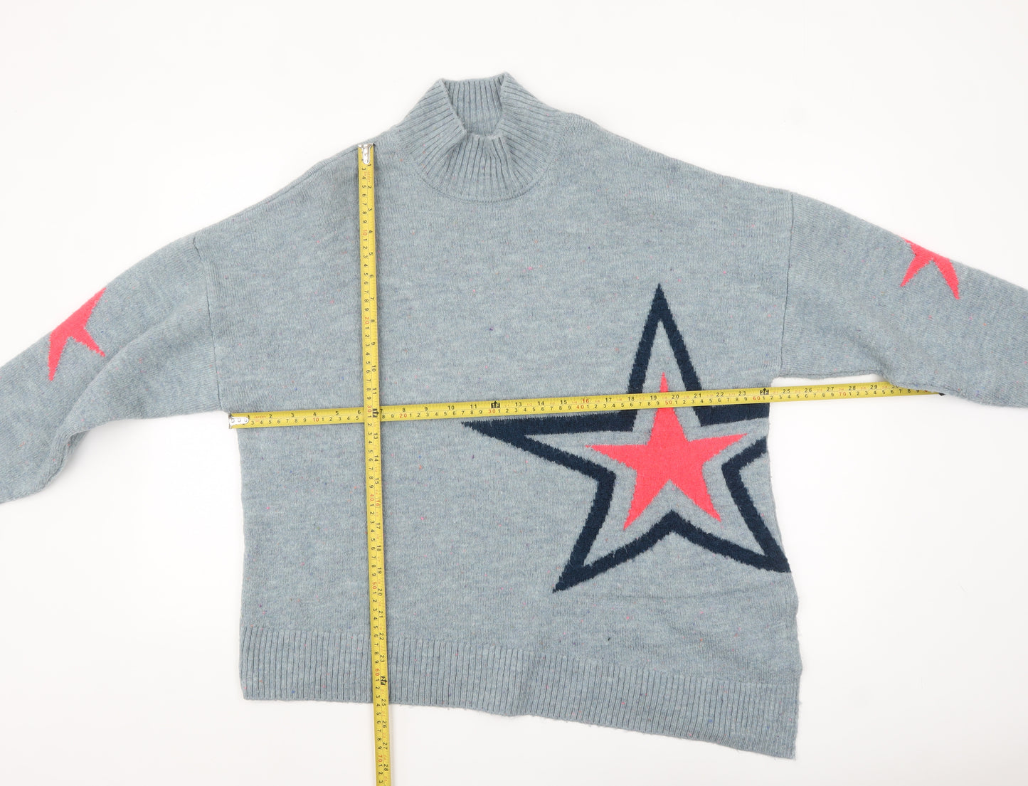 Khost Clothing Women’s Blue Star Roll Neck Relaxed Jumper Size L