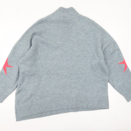 Khost Clothing Women’s Blue Star Roll Neck Relaxed Jumper Size L