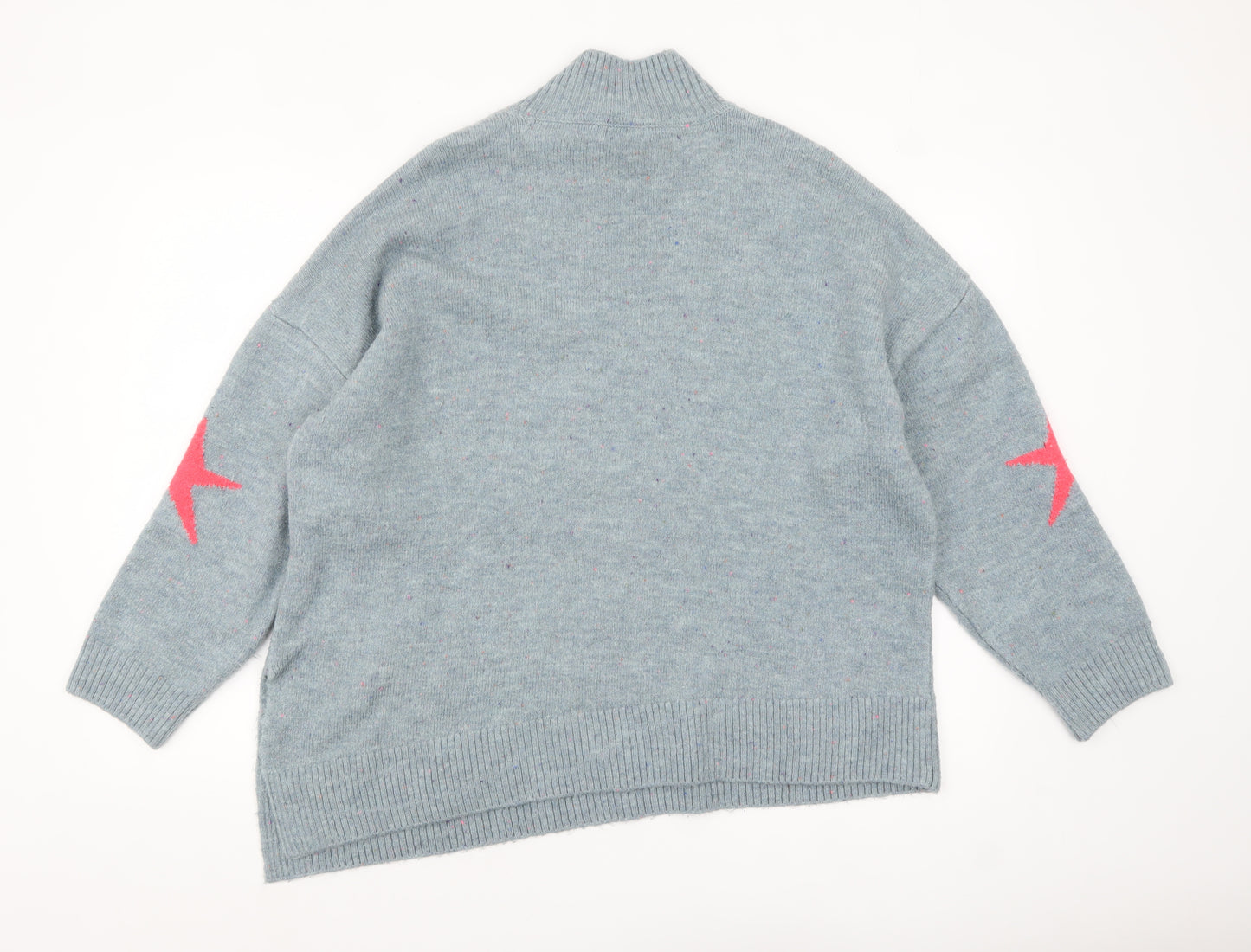 Khost Clothing Women’s Blue Star Roll Neck Relaxed Jumper Size L
