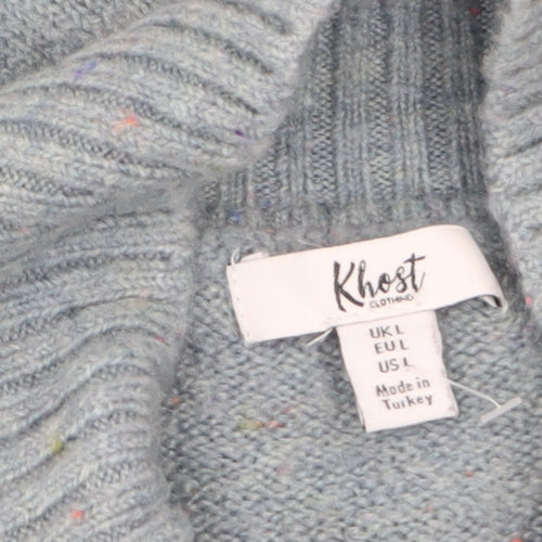 Khost Clothing Women’s Blue Star Roll Neck Relaxed Jumper Size L