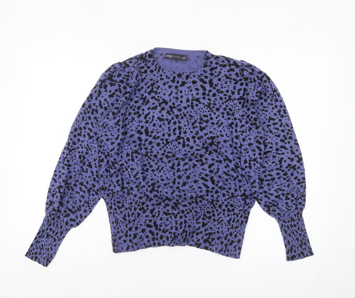 Marks and Spencer Women Purple Black Animal Print Jumper Size 14