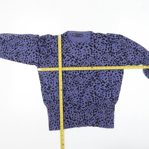 Marks and Spencer Women Purple Black Animal Print Jumper Size 14