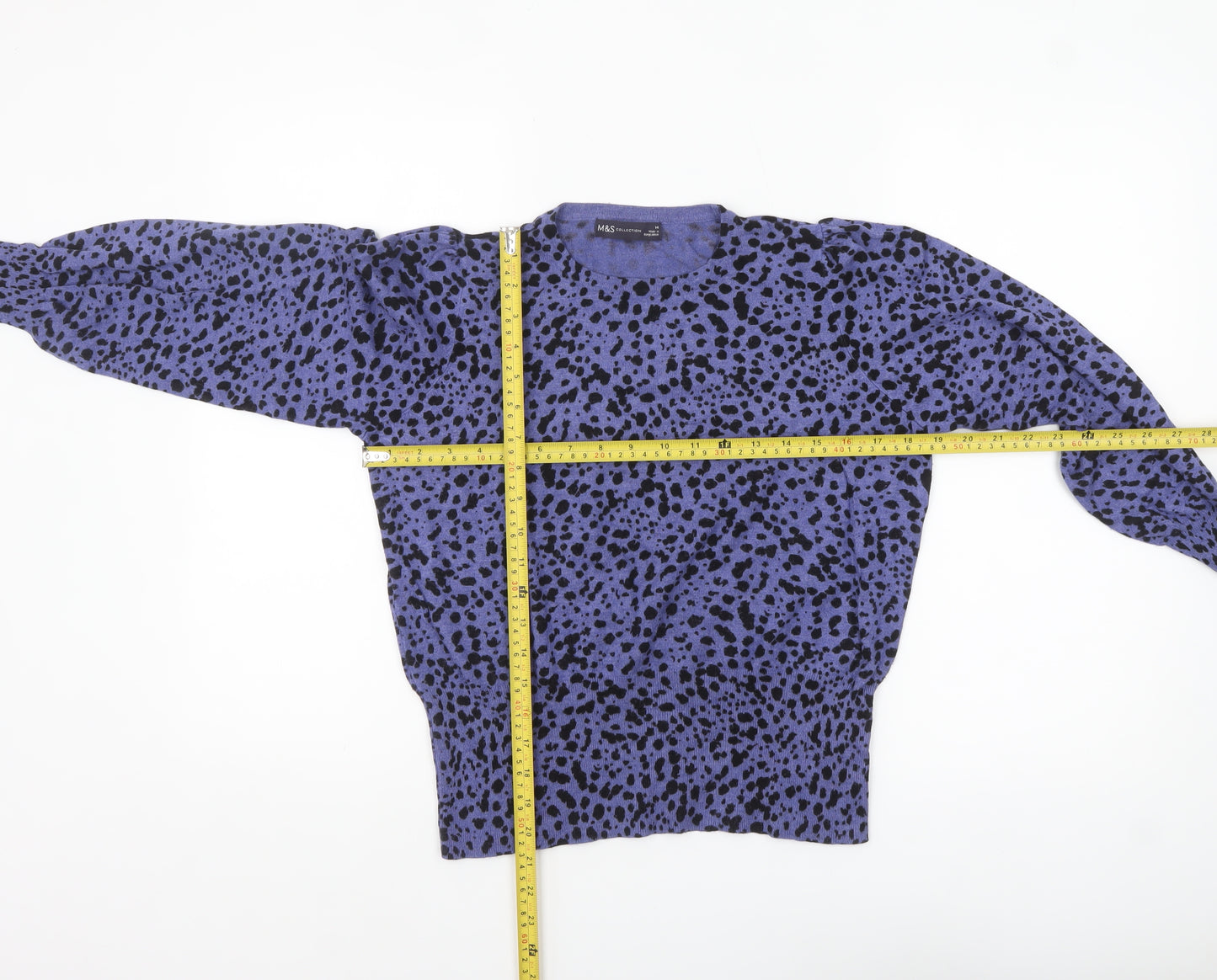 Marks and Spencer Women Purple Black Animal Print Jumper Size 14