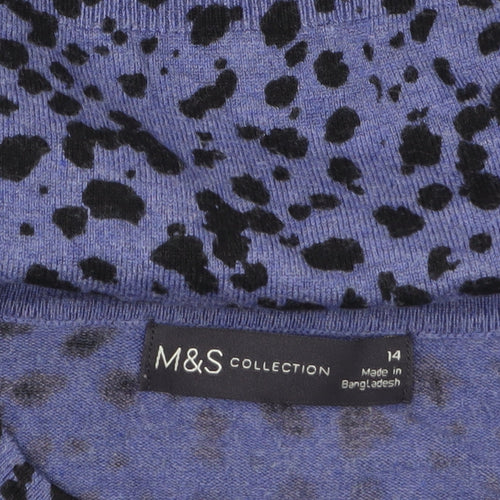 Marks and Spencer Women Purple Black Animal Print Jumper Size 14