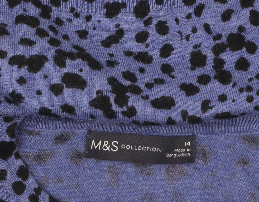 Marks and Spencer Women Purple Black Animal Print Jumper Size 14