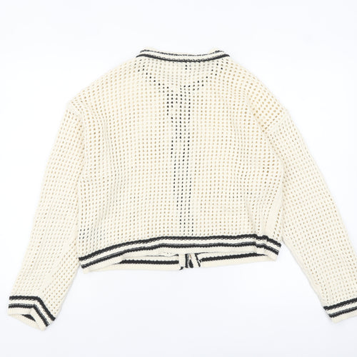 Next Women's Ivory Knit Cardigan Size 14 Chunky Cotton Button-Up