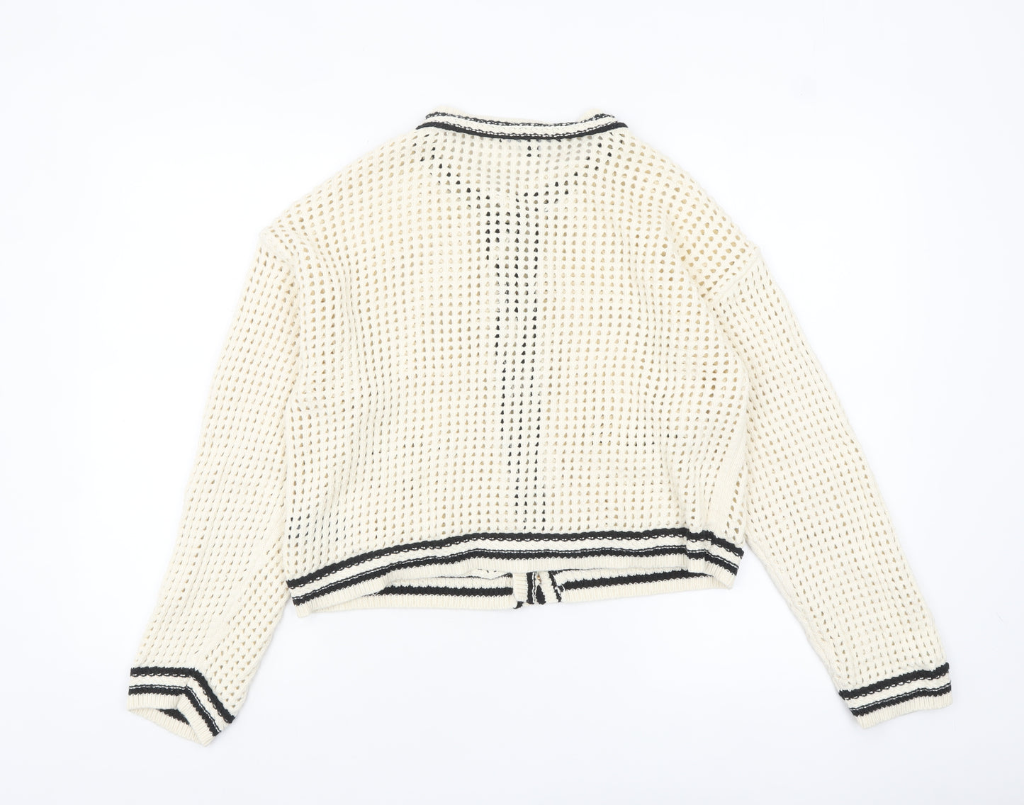 Next Women's Ivory Knit Cardigan Size 14 Chunky Cotton Button-Up