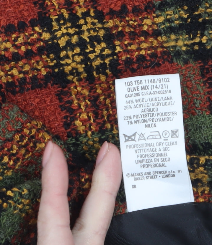 Marks and Spencer Women’s Multicoloured Wool Tweed Pencil Skirt UK 14