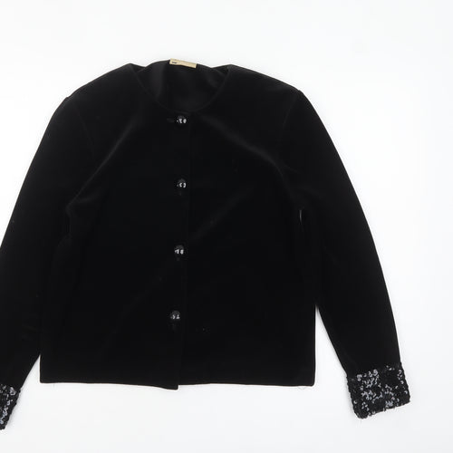 Classics Women's Black Sequin Cuff Velvet Jacket Size 12