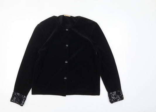 Classics Women's Black Sequin Cuff Velvet Jacket Size 12